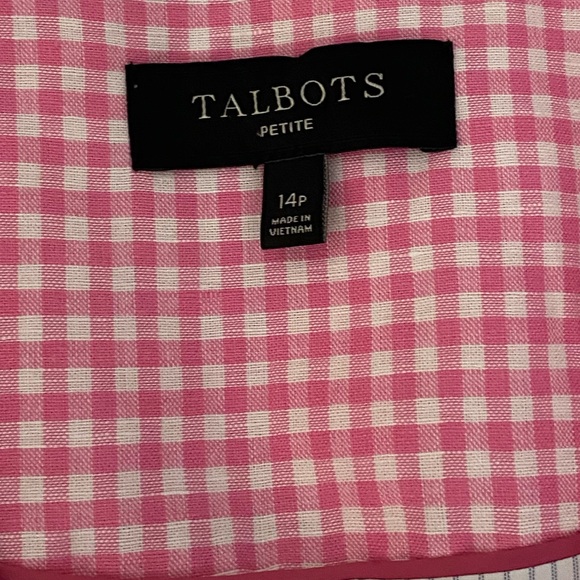 NWOT Talbots Classic Summer Blazer Pink/White Gingham Linen Blend Size 14p - Picture 9 of 11